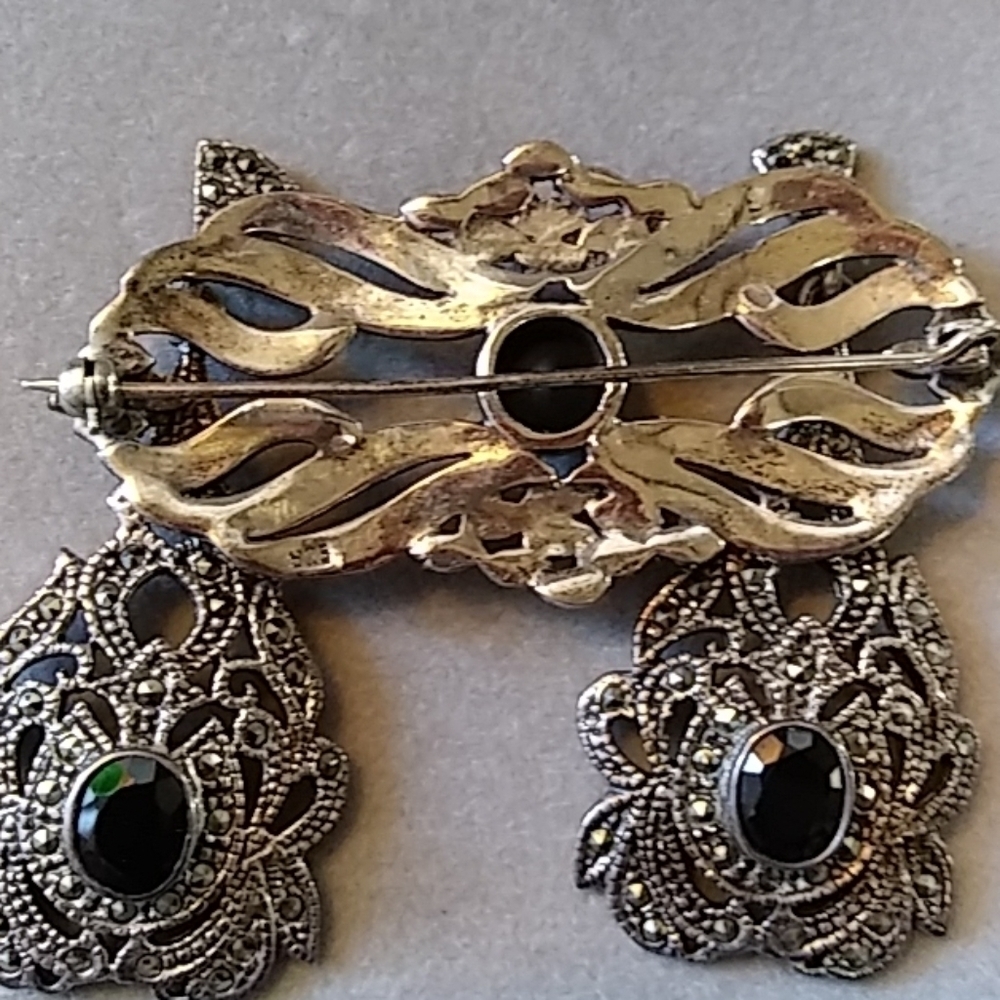 Albert David Sterling Silver, Pearls, Gems Brooch and Earring Set in Box - Picture 7 of 7